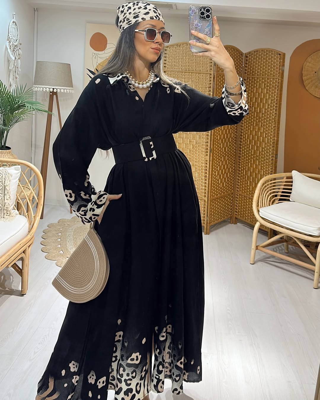 پیراهن نخی کمربندار وارداتی