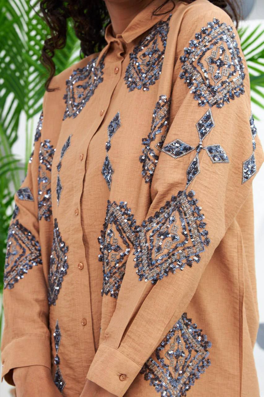 شومیز پولکدوزی طرح لوزی مجلسی ترک