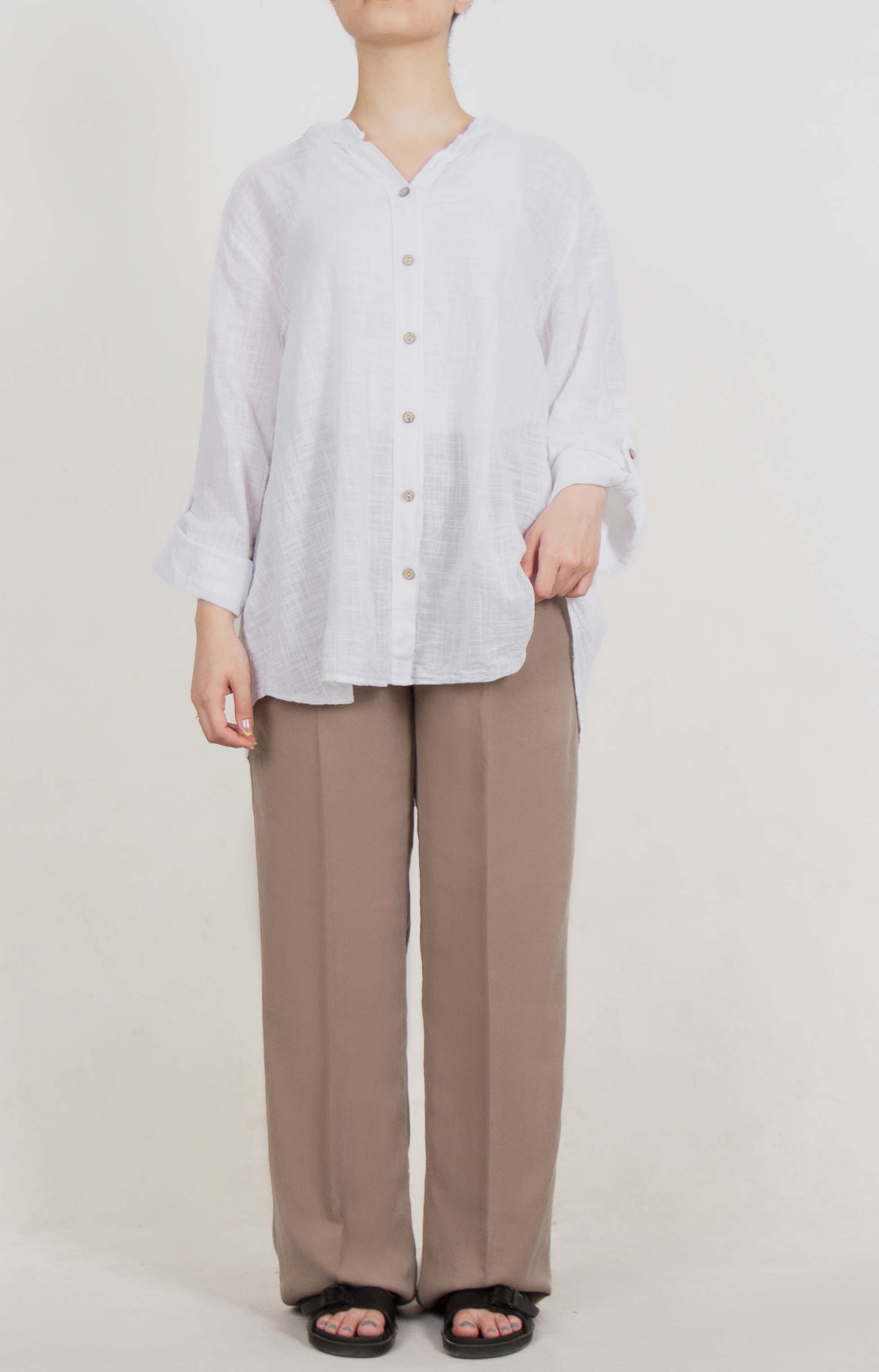 شومیز لینن تک رنگ ایتالیایی